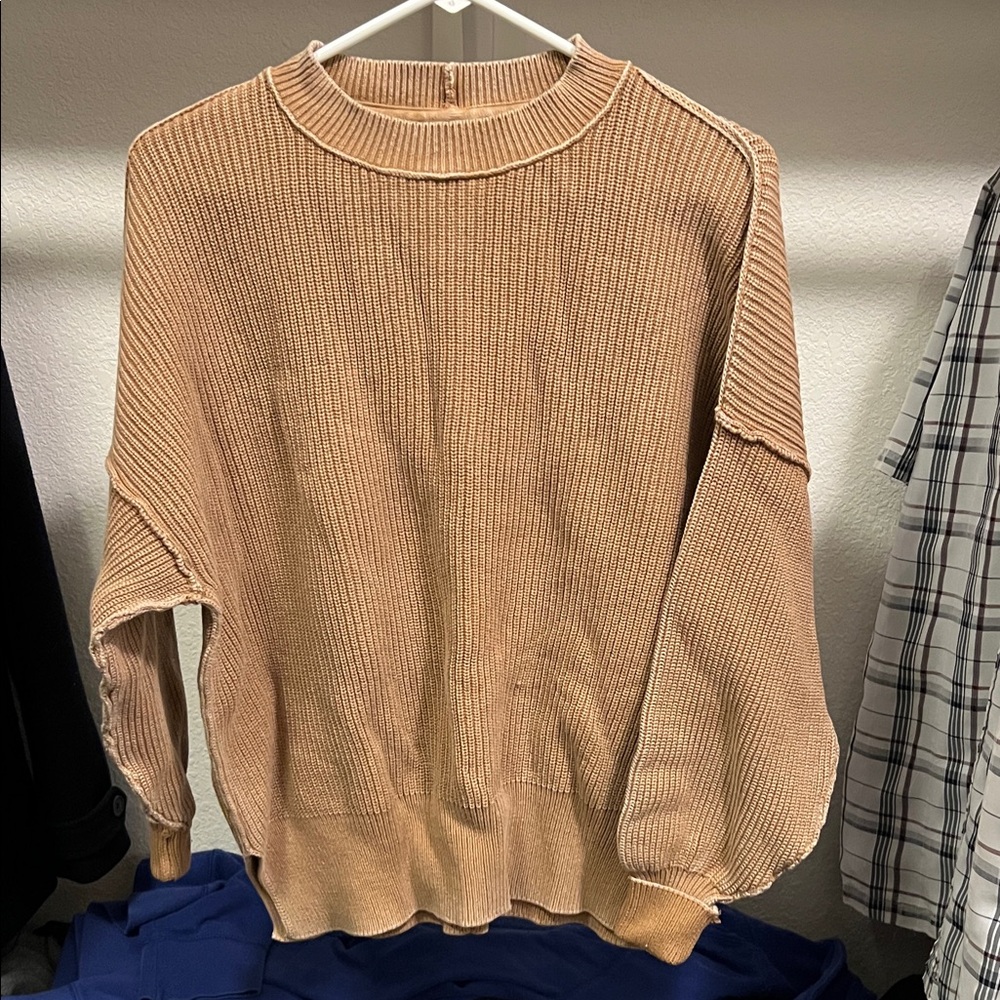 Cozy Tan Ribbed Sweater